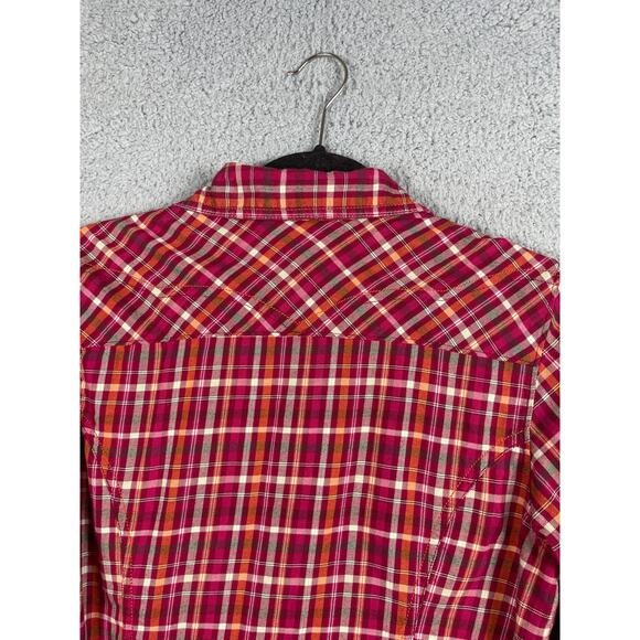 Columbia Womens Size M Pink Orange Long Sleeve Button Snap Shirt - Picture 6 of 12